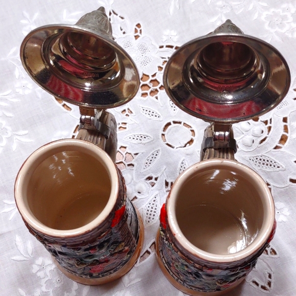 Vintage German Biersteins with Pewter Lids - Set of 2 - Picture 6 of 11